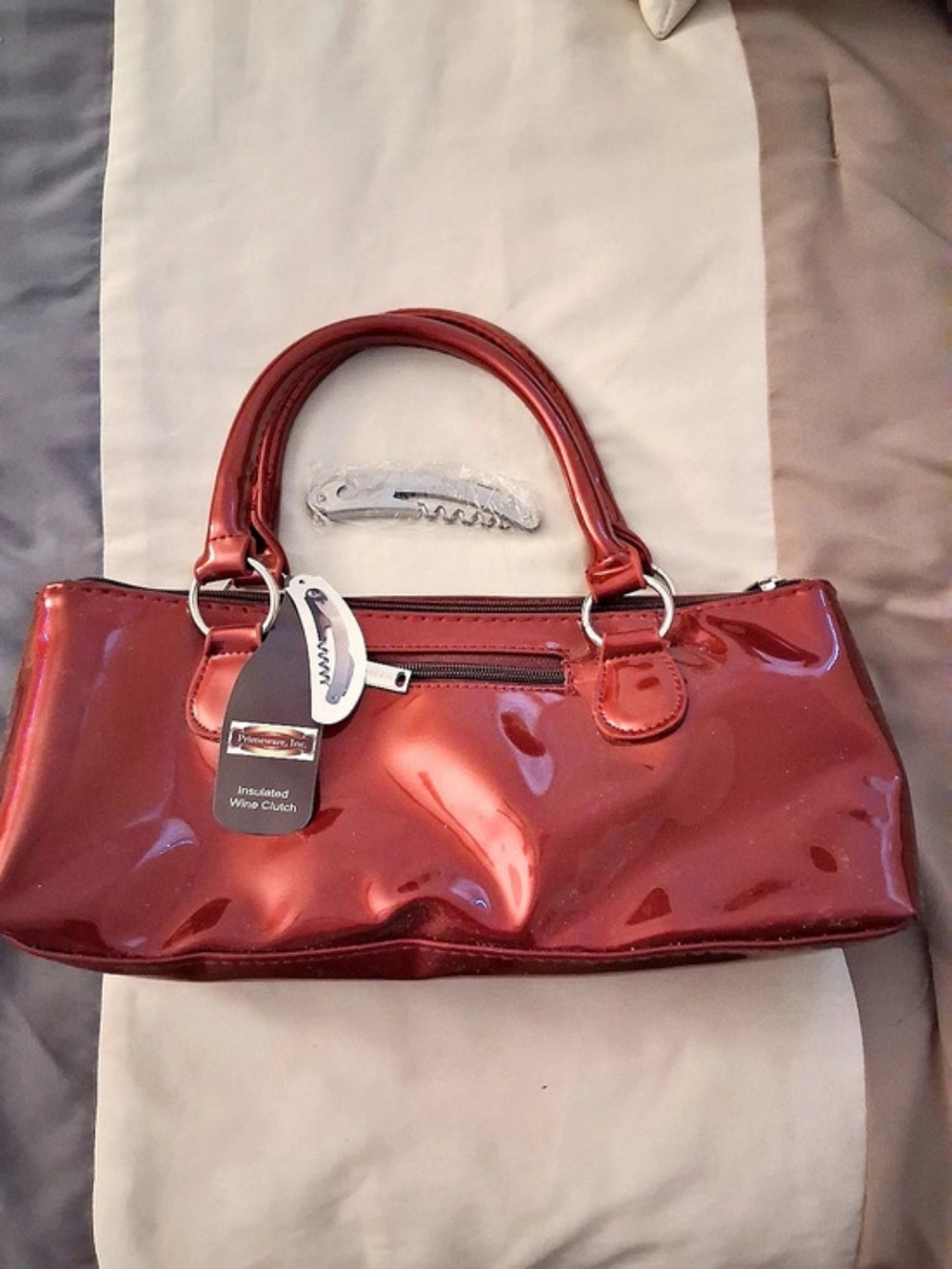 Primeware Red Patent Insulated Wine Clutch NWT
